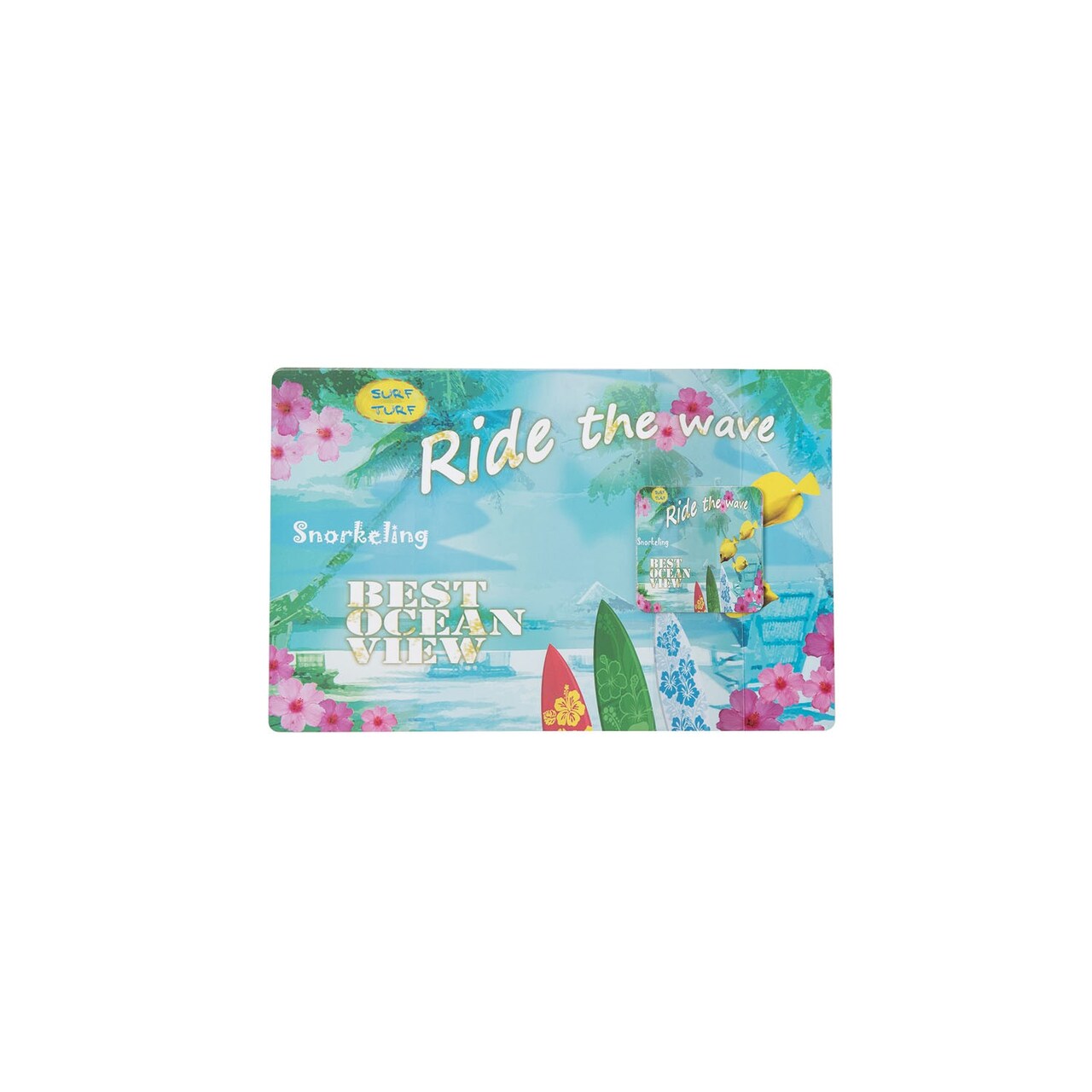 Waverider Single Placemat/ Coaster Set Plastic Ocean Beach Surfer, 11.02" x 16.92"